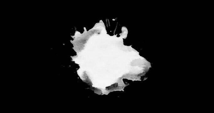 abstract paint brush stroke shape white ink splattering flowing and washing on chroma key green screen, ink splatter splash effect