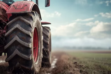 Poster tractor on the field © Davivd