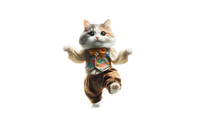 Fototapeta na wymiar cat dance isolated on transparent background