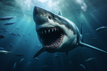 Naklejka premium large shark with open mouth