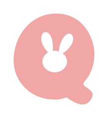 cute bunny alphabet letter q