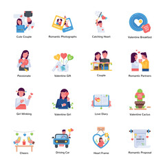 Obraz premium Handy Set of Valentine Day Celebration Flat Icons