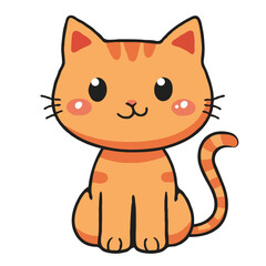 Doodle Kawaii Cute Cat Flat illustration