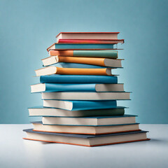 Stack of books placed on the table, educational background