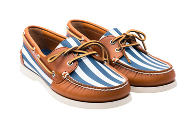 Stylish boat shoes for a nautical vibe on white background
