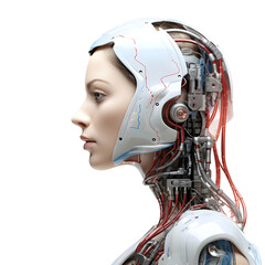Fototapeta premium robot woman profile isolated on transparent background