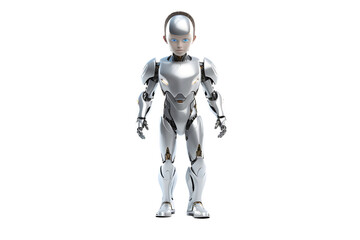 robot child stand isolated on transparent background