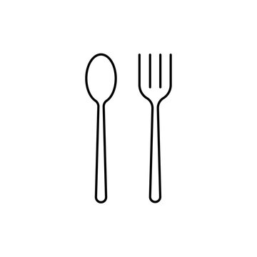 Fork and spoon icon line vector. Restaurant business concept sign.
