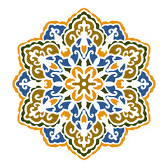 Multicolor mandala isolated on white  background