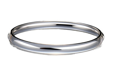 Essential minimalist sterling silver bangle transparent on white background