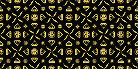 Seamless pattern. Gold and diamonds.Vector illustration.