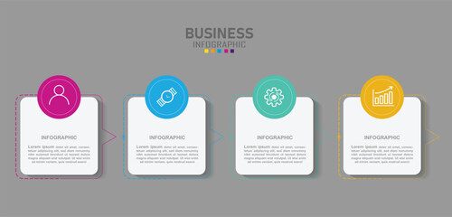 Premium Vector Business Infographic template with icons and elements for business template. Vector 4 steps. - obrazy, fototapety, plakaty