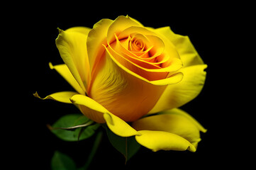 yellow rose isolated on black