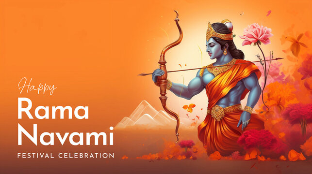 Happy Ram Navami festival of India. Lord Rama