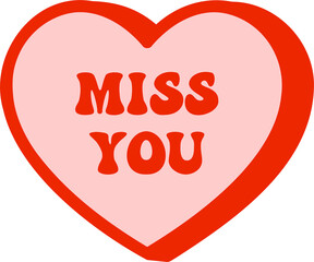 miss you red heart shape candy with text