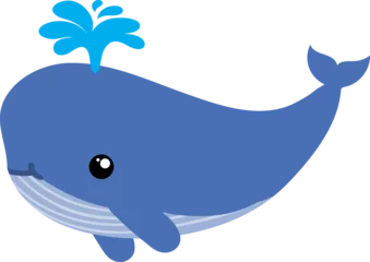 Fotobehang cute whale cartoon, sea animal  © titima157