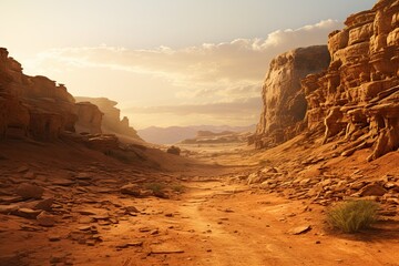 Mauritania. Ancient sand canyon. Desert landscape. Generative AI Art.