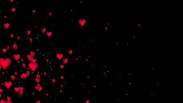 Seamlessly loopable love black background animation, perfectly usable for all kind of topics related to love