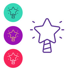 Set line Christmas star icon isolated on white background. Merry Christmas and Happy New Year. Set icons colorful. Vector