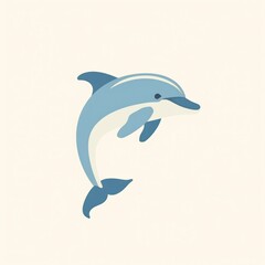 Geometric Dolphin Illustration Against a Gradient Pastel Background