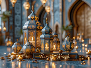 Obraz premium ramadan kareem background vector graphics illustration 