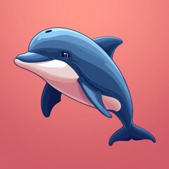 Fototapeta premium Geometric Dolphin Illustration Against a Gradient Pastel Background