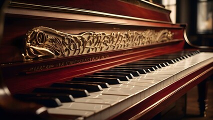Close-up of grand piano keys