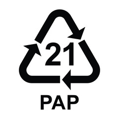 Paper recycling symbol PAP 21 other mixed paper , vector illustration