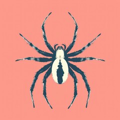 Detailed Illustration of a Vibrant Spider on a Plain Background