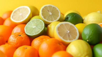 A colorful medley of lemons, limes, and oranges arranged in a harmonious display