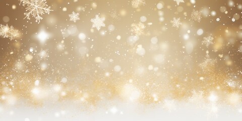 Gold christmas card with white snowflakes vector