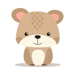 Obraz na płótnie Canvas Flat illustration of a stylized bear cub. Cartoon little bear, cute character for children. Vector illustration