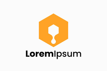 honey bee hexagon Vector Logo Premium 