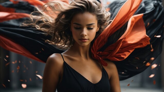 girl dancer in a black dress