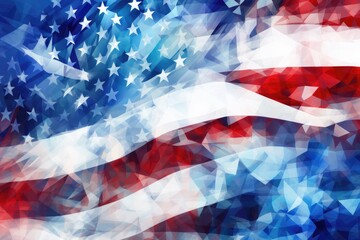 Blue Patriotic Abstract background. Technology creates Red, White and Blue Flag - obrazy, fototapety, plakaty