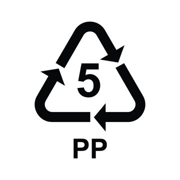  Plastic recycling symbol PP 5 , Plastic recycling code PP 5 , vector illustration
