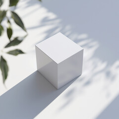 Ai generated. white cube stand mock up for product. white background.