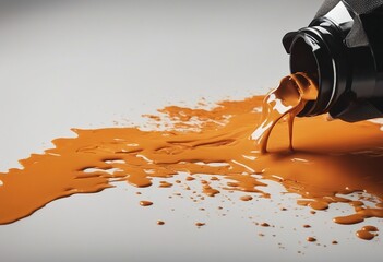 Photo orange grunge brush strokes oil paint isolated on white background