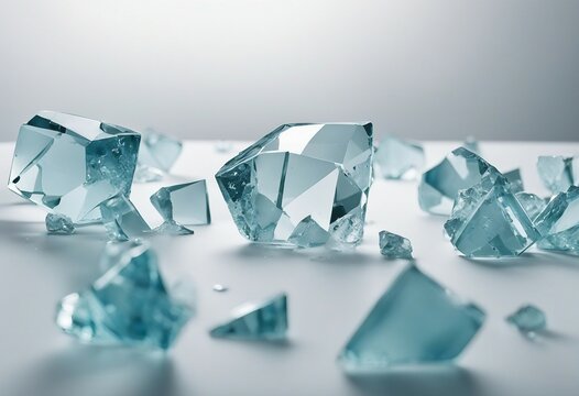 Set pieces broken glass isolated on white background with clipping path
