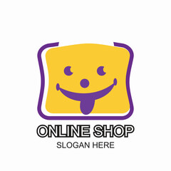 Online shop logo design simple concept Premium Vector