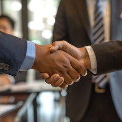 Businessmen shaking hands during a meeting ai technology