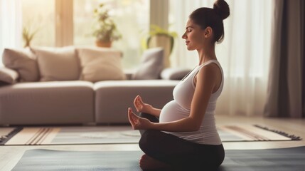 Pregnant Individual Meditating Peacefully at Home