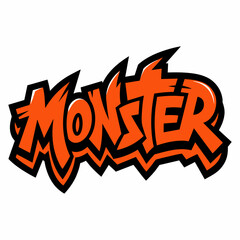 The word MONSTER in street art graffiti lettering vector image style on a white background.