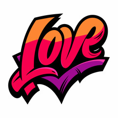 The word LOVE in street art graffiti lettering vector image style on a white background. - obrazy, fototapety, plakaty