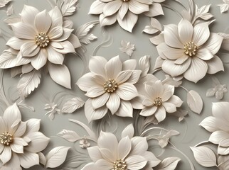 3d chic luxury wallpaper with beautiful floral background