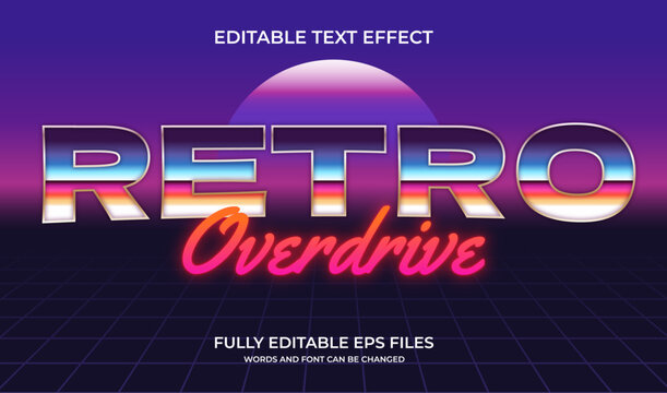80s retro overdrive editable text effect
