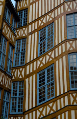 Fototapeta na wymiar Normandy half-timbered houses, typical of the streets of Rouen