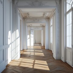 Empty Room Interior Design with Wooden Parquet.
