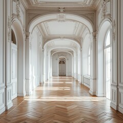 Fototapeta na wymiar Empty Room Interior with Parquet Wooden Floor.