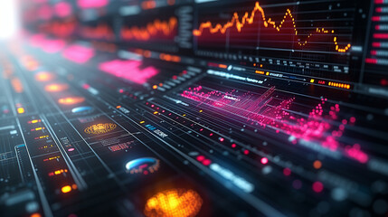 audio mixer control panel, Financial charts, information data statistics, diagrams, financial information, market charts, business data graphs, data visualization design white background, Ai generated